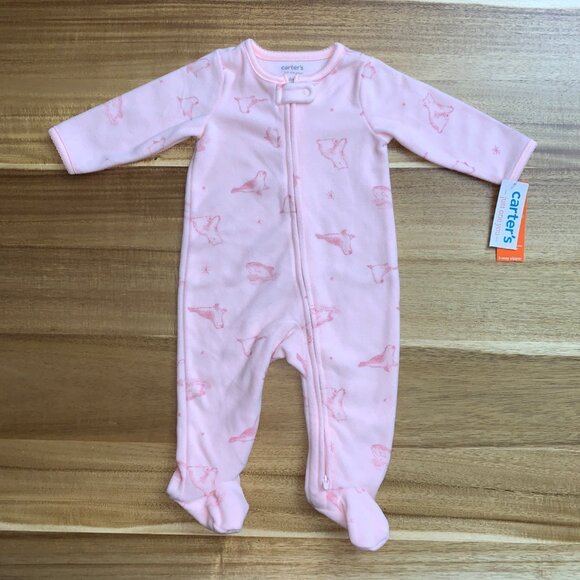 Carters Pink Animal Print Baby Girl Sleep & Play Pajamas Size 6M - Picture 1 of 9